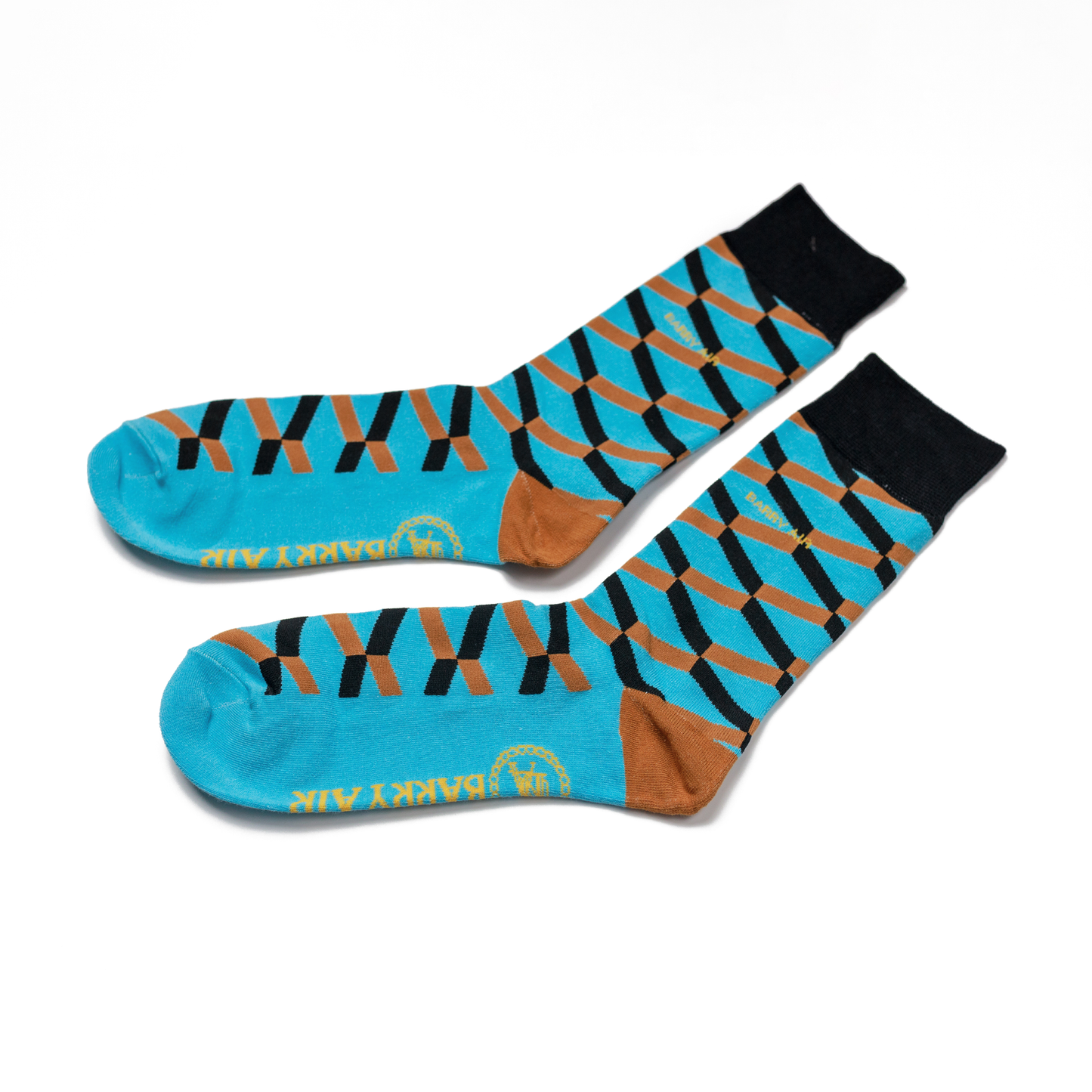 Turquoise Geometric Cube Socks