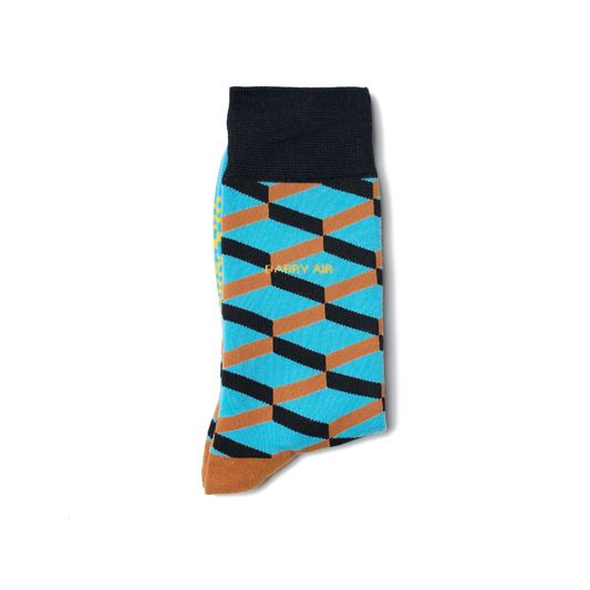 Turquoise Geometric Cube Socks